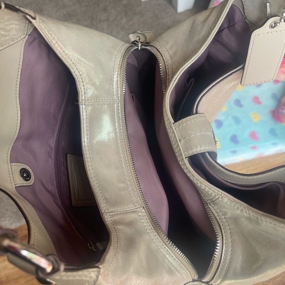 Coach Metallic Biege Shimmering Leather
Maggie Shoulder Bag - Picture 7 of 12